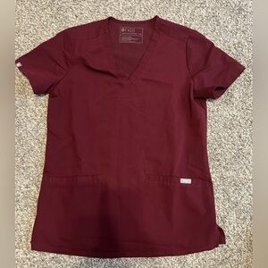 Figs Burgundy Scrub Top